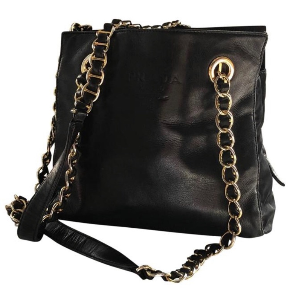 ❤️HP PRADA VTG AUTH Black Nappa Cantena Bag B4329